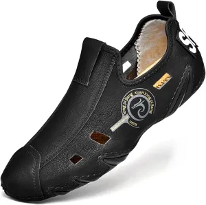 Mens Soft Leather Driving Shoes Slip On Casual Shoes Comfort Breathable Walking Shoes for Men