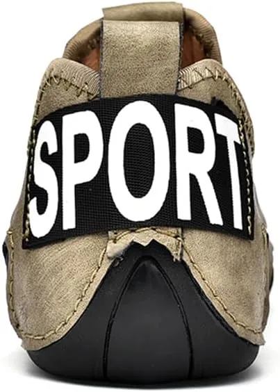 Mens Soft Leather Driving Shoes Slip On Casual Shoes Comfort Breathable Walking Shoes for Men