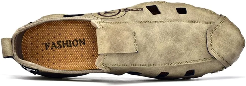 Mens Soft Leather Driving Shoes Slip On Casual Shoes Comfort Breathable Walking Shoes for Men