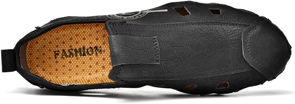 Mens Soft Leather Driving Shoes Slip On Casual Shoes Comfort Breathable Walking Shoes for Men