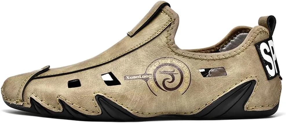 Mens Soft Leather Driving Shoes Slip On Casual Shoes Comfort Breathable Walking Shoes for Men