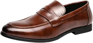 Mens Spring Slip On Dress Loafers Low Top Non Slip Walking Lightweight Bean Comfy Casual Leather Shoes