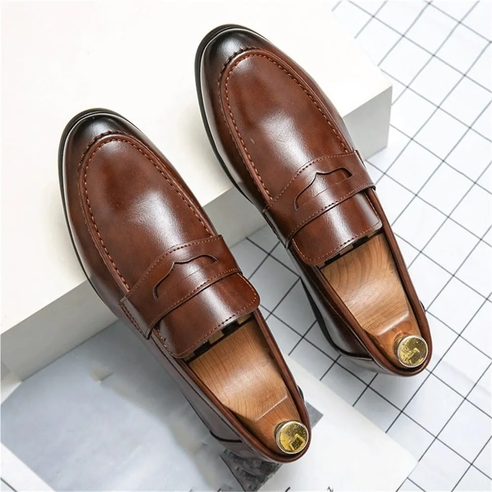 Mens Spring Slip On Dress Loafers Low Top Non Slip Walking Lightweight Bean Comfy Casual Leather Shoes
