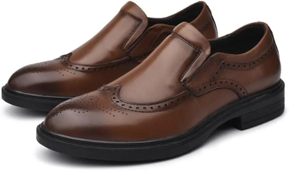 Mens Wide Dress Shoes Men Genuine Cow Leather Brogue Wedding Business Men's Casual Flats Shoes Luxury Oxford Shoes for Men's Shoes Platform Shoes