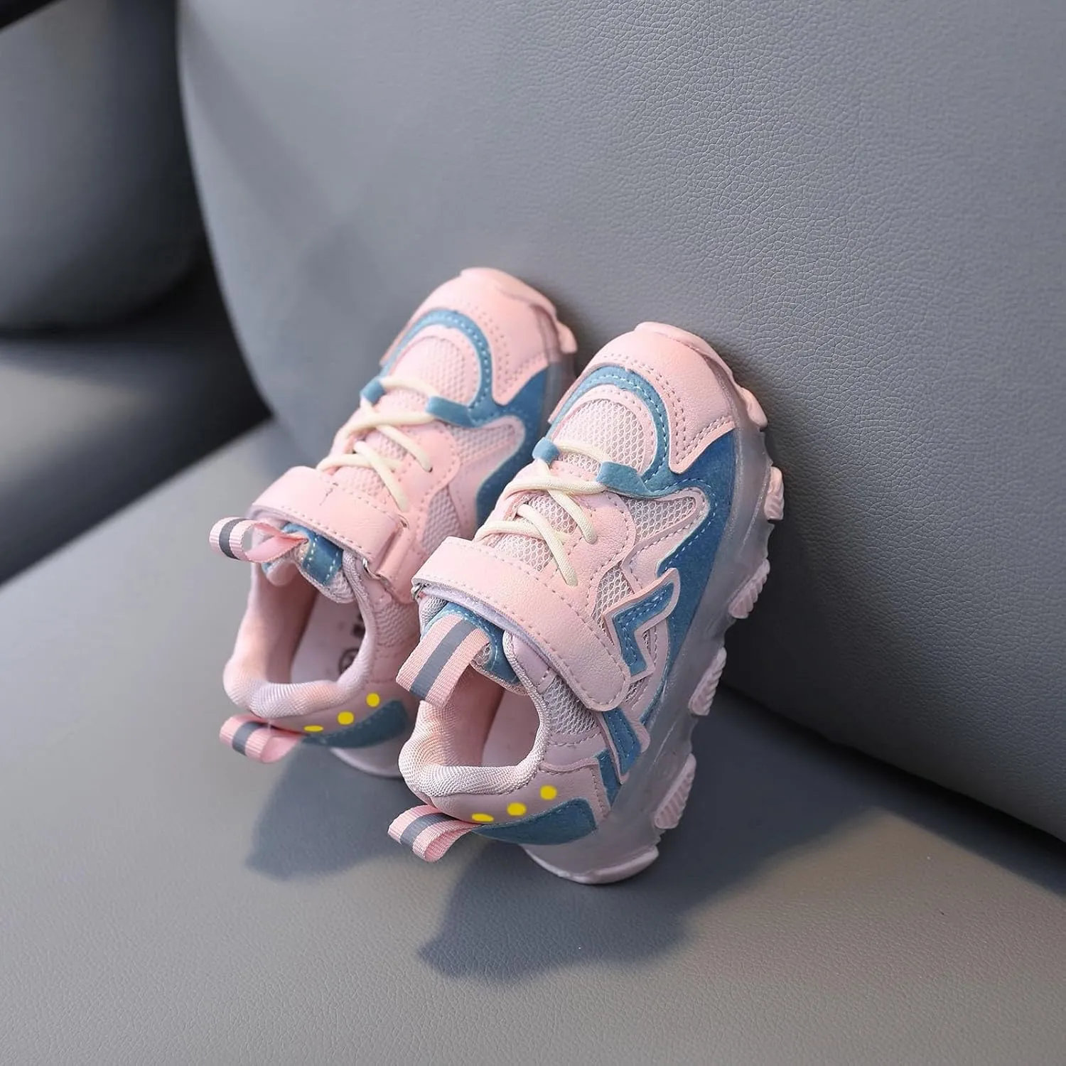 Mesh Breathable Light up Sneakers for Toddler Boys Girls Kids Lace Strap First Walking Sport Shoes Lightweight Fashion