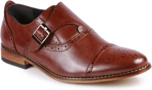 Metrocharm MC604 Men's Monk Strap Cap Toe Slip-on Dress Shoe