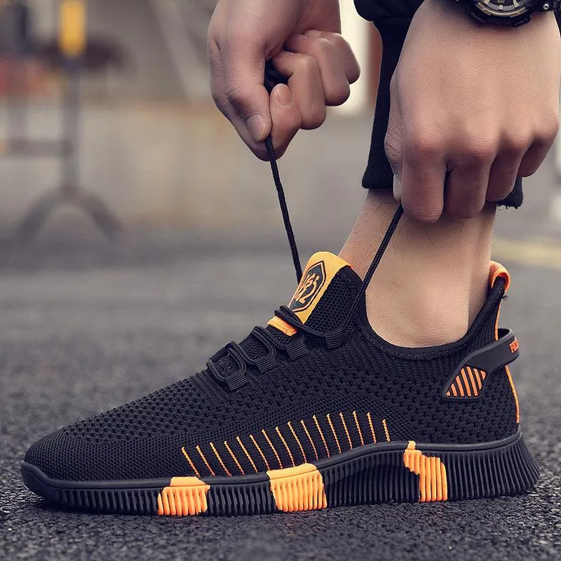 New breathable flying woven shoes casual sports men's shoes