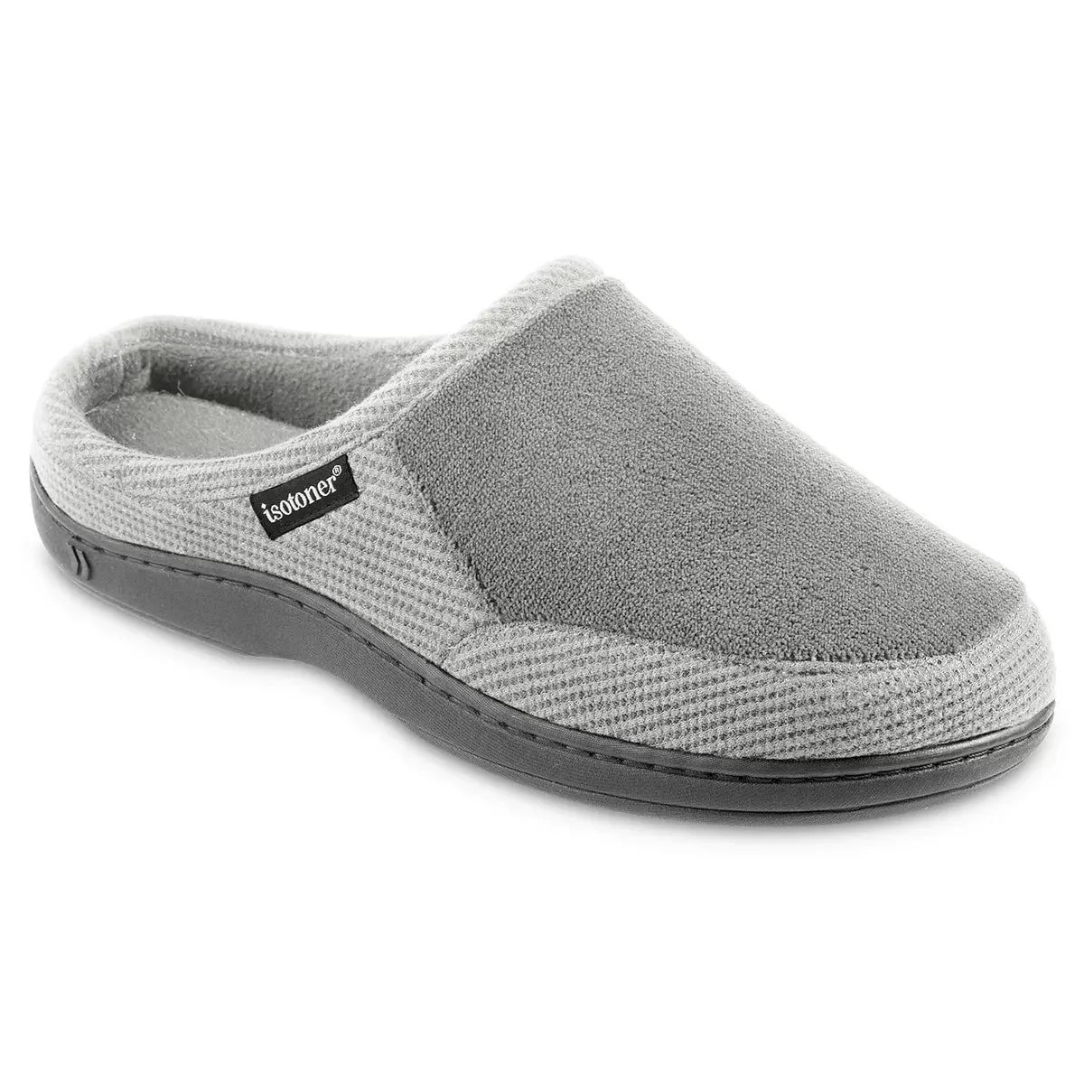 New Men's isotoner Microterry and Waffle Travis Hoodback Slippers, Sz XXL 13-14