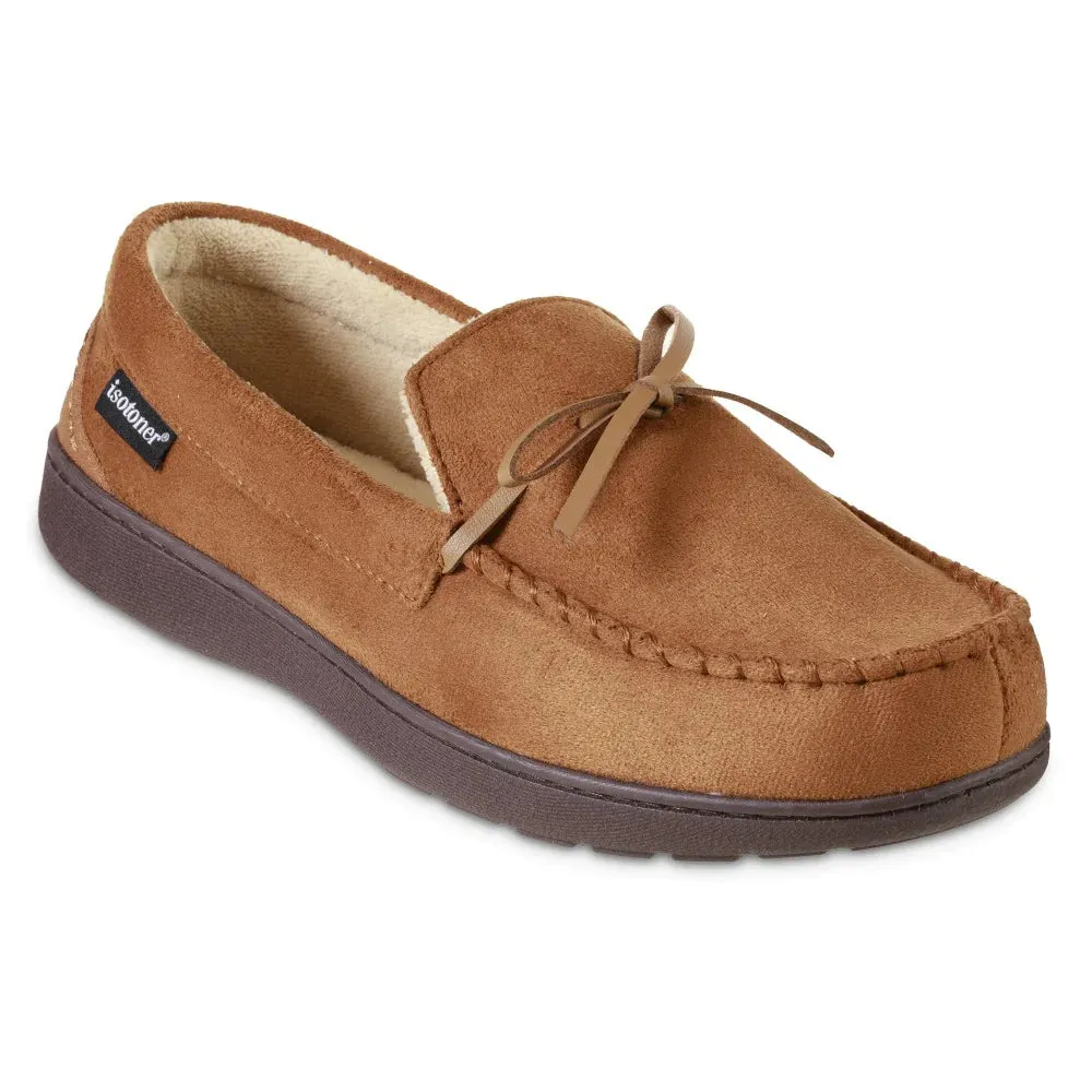 New with tags! Isotoner Men's Microsuede Nigel Moccasin Slippers with cooling gel  in Cognac! Sz XL 11-12! Retails $54 