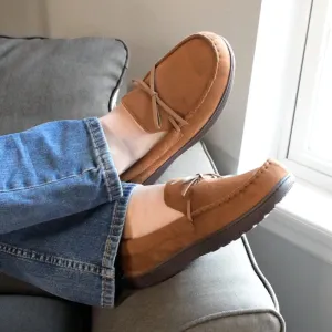 New with tags! Isotoner Men's Microsuede Nigel Moccasin Slippers with cooling gel  in Cognac! Sz XL 11-12! Retails $54 