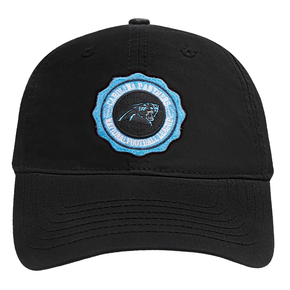 NFL CAROLINA PANTHERS CREST EMBLEM DAD HAT (BLACK)