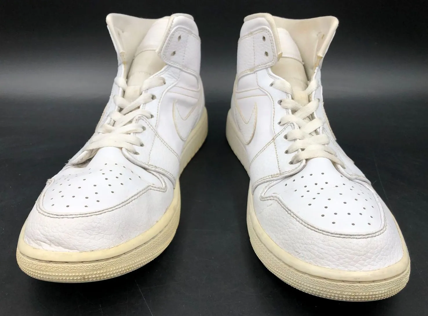Nike Air Jordan 1 Mid 'Triple White' 2020 Men's Sneakers - Size 10.5 ( COA)
