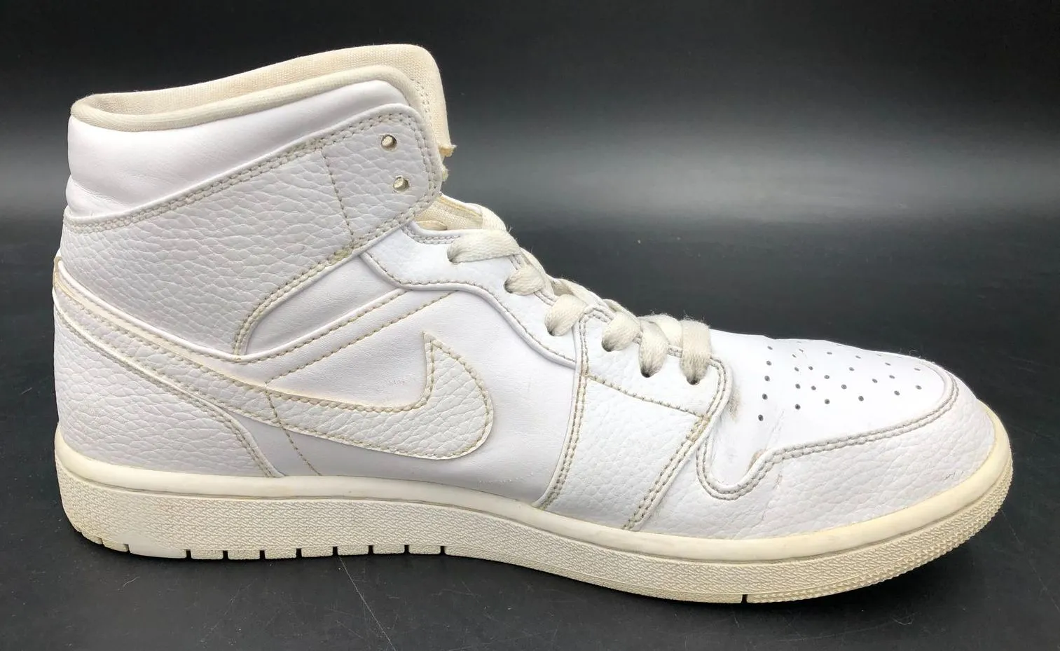 Nike Air Jordan 1 Mid 'Triple White' 2020 Men's Sneakers - Size 10.5 ( COA)