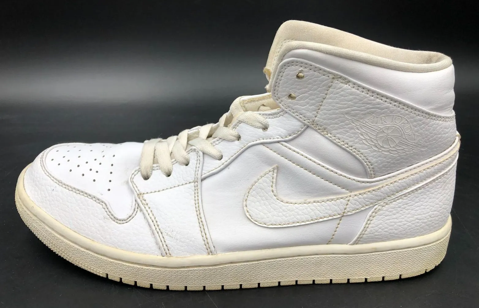 Nike Air Jordan 1 Mid 'Triple White' 2020 Men's Sneakers - Size 10.5 ( COA)