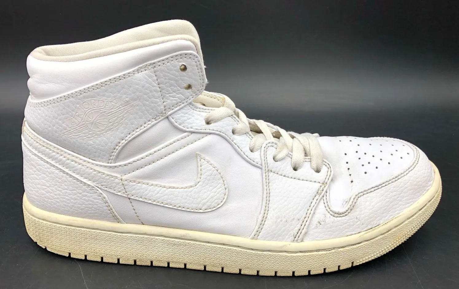 Nike Air Jordan 1 Mid 'Triple White' 2020 Men's Sneakers - Size 10.5 ( COA)