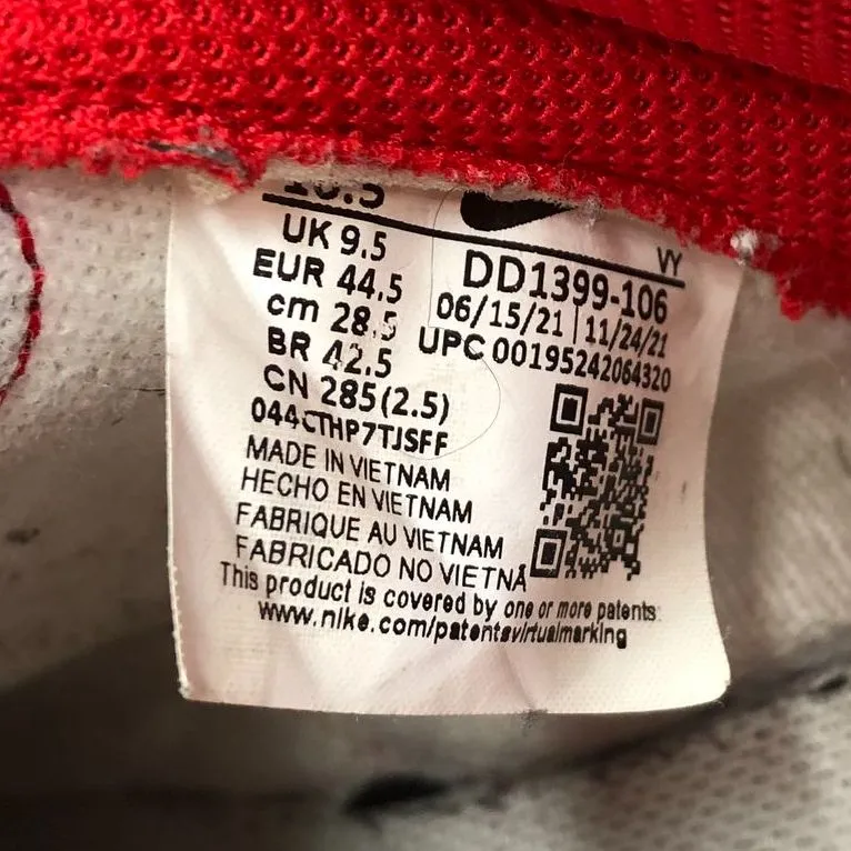 Nike Dunk High Men's 'Championship Red' & White Sneakers - Size 10.5 ( COA)