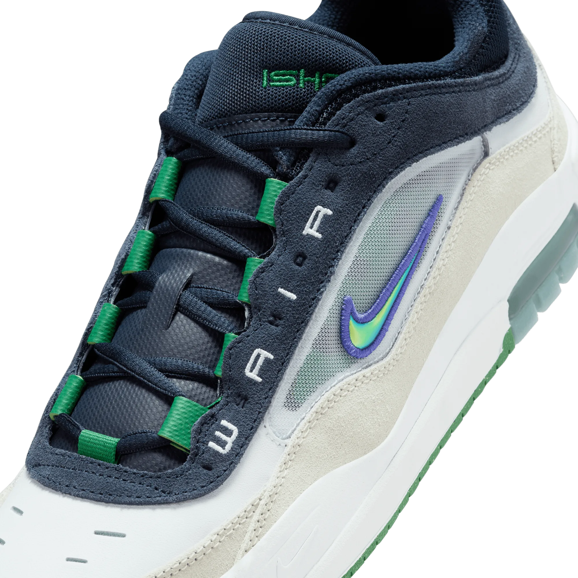 Nike SB Air Max Ishod 2 Skateboard Shoe - White/Persian Violet-Obisidian-Pine Green