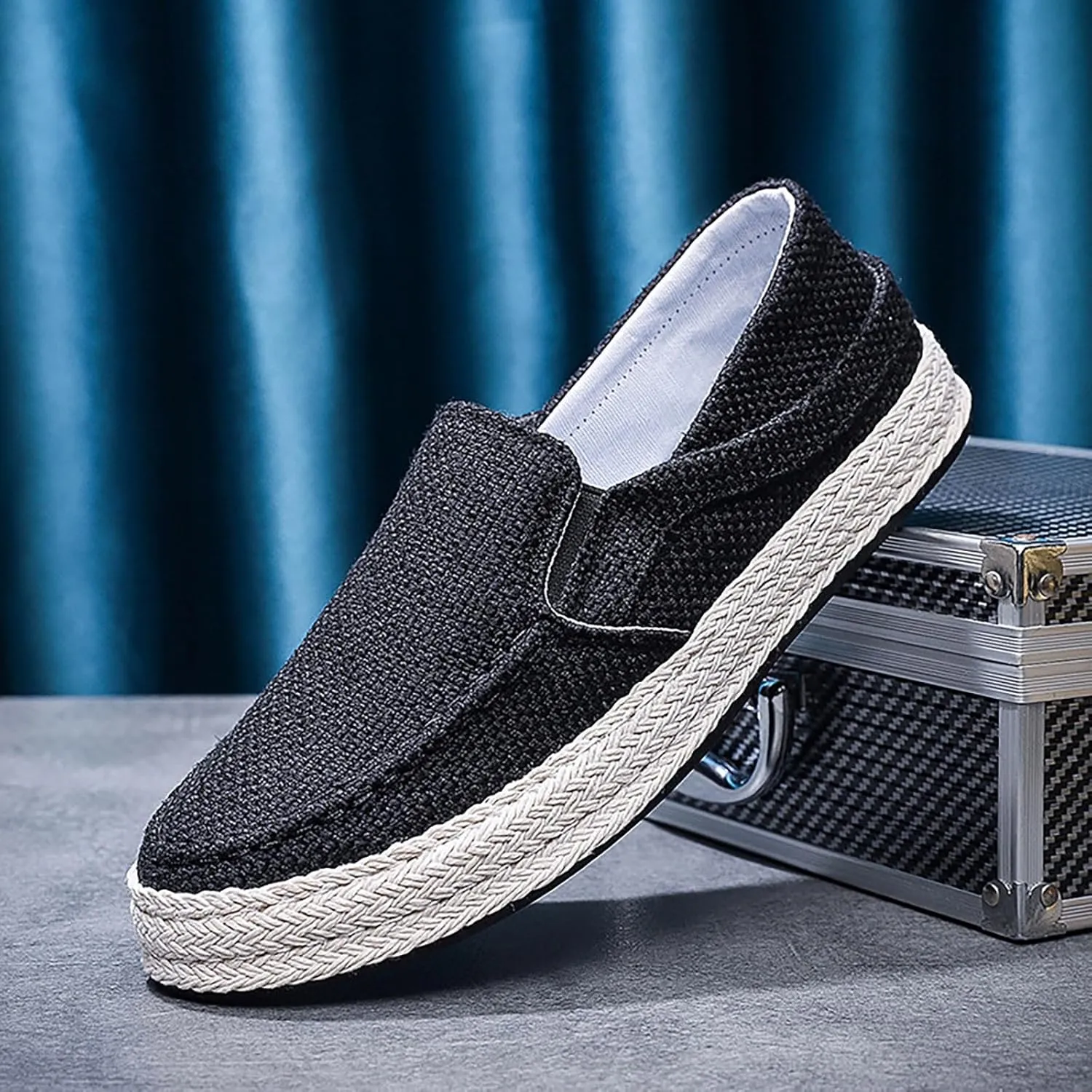 Non Slip Work Sport Shoes for Men Casual Sneaker Mesh Breathable Walking Shoe Hook and Loop Orthopedic Sneakers