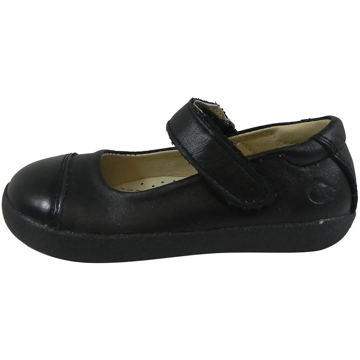 Old Soles Girl's 365 Quest Shoe Black Leather Hook and Loop Mary Jane Shoe