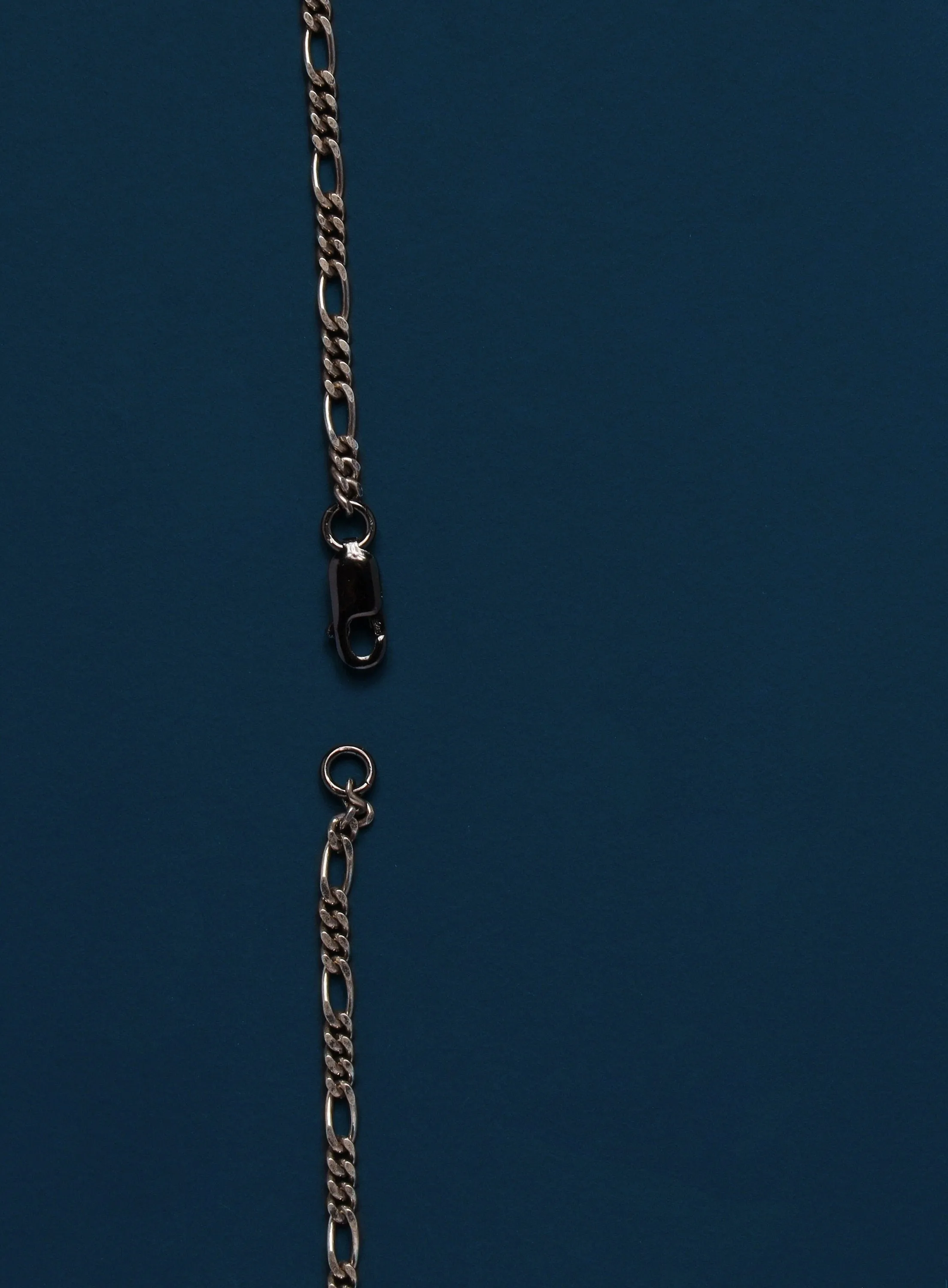 Oxidized Sterling Silver Cuban Links with Figaro Pattern Chain Necklace