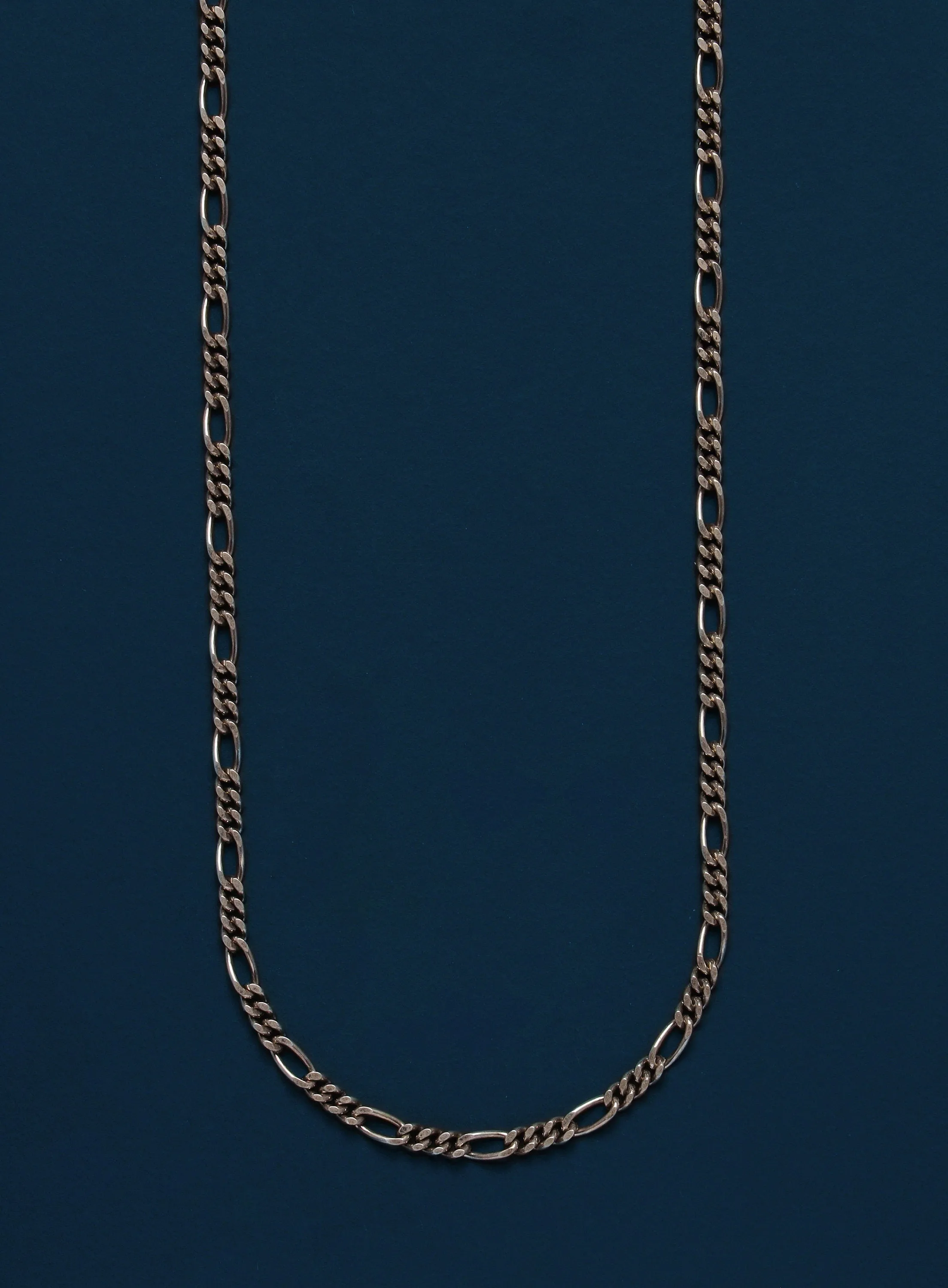 Oxidized Sterling Silver Cuban Links with Figaro Pattern Chain Necklace