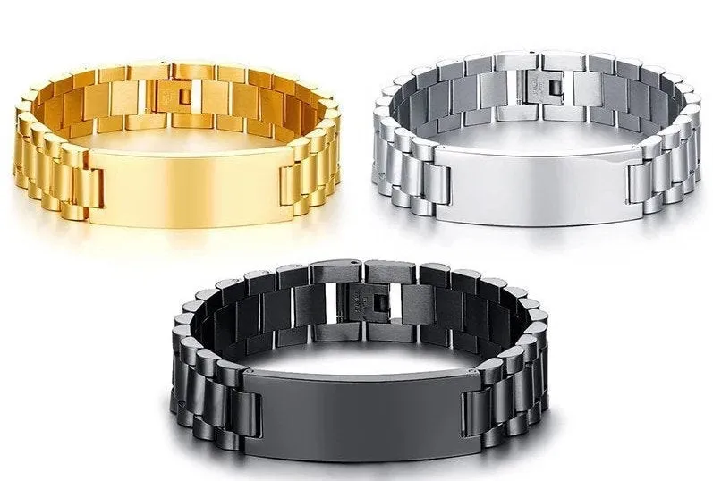 Personalized Men's Engraved Bracelet - Custom Man Gifts Engraving Birthday Valentine Jewelry Gift for Dad Father Boyfriend Son Husband Gift