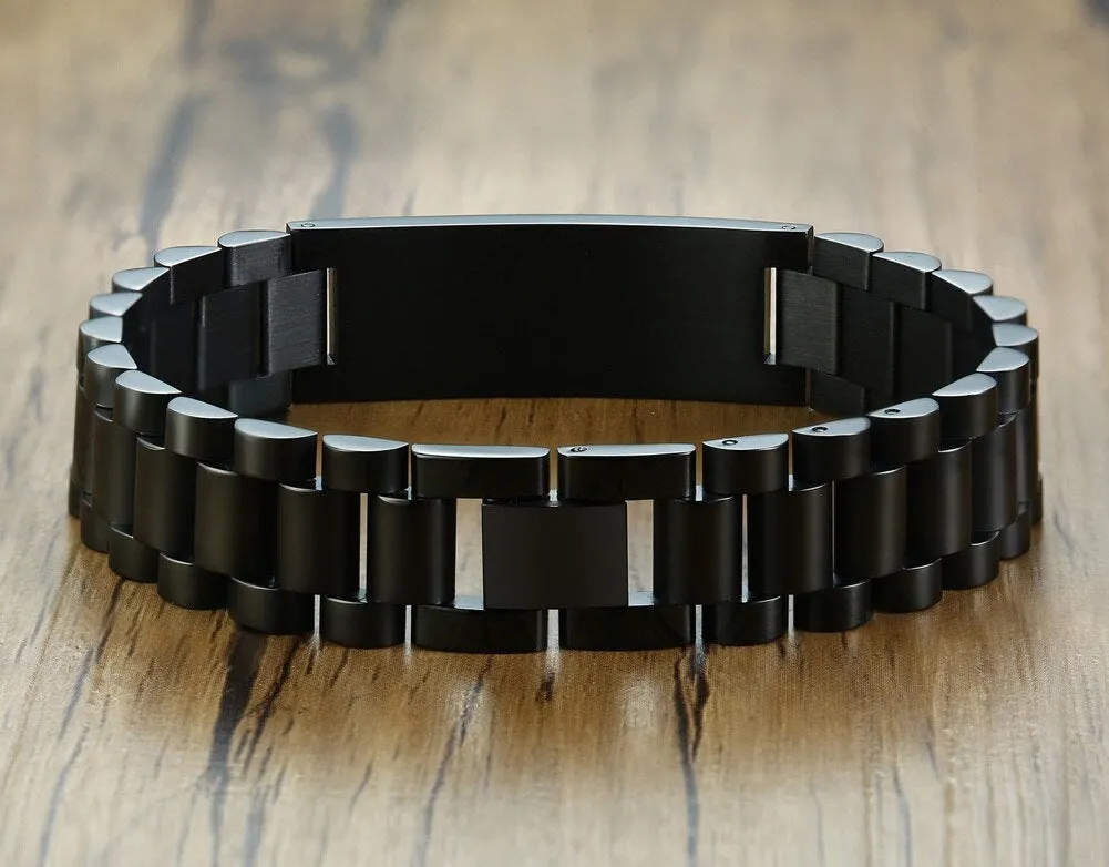 Personalized Men's Engraved Bracelet - Custom Man Gifts Engraving Birthday Valentine Jewelry Gift for Dad Father Boyfriend Son Husband Gift