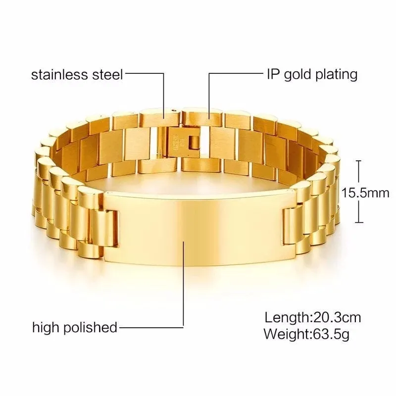 Personalized Men's Engraved Bracelet - Custom Man Gifts Engraving Birthday Valentine Jewelry Gift for Dad Father Boyfriend Son Husband Gift