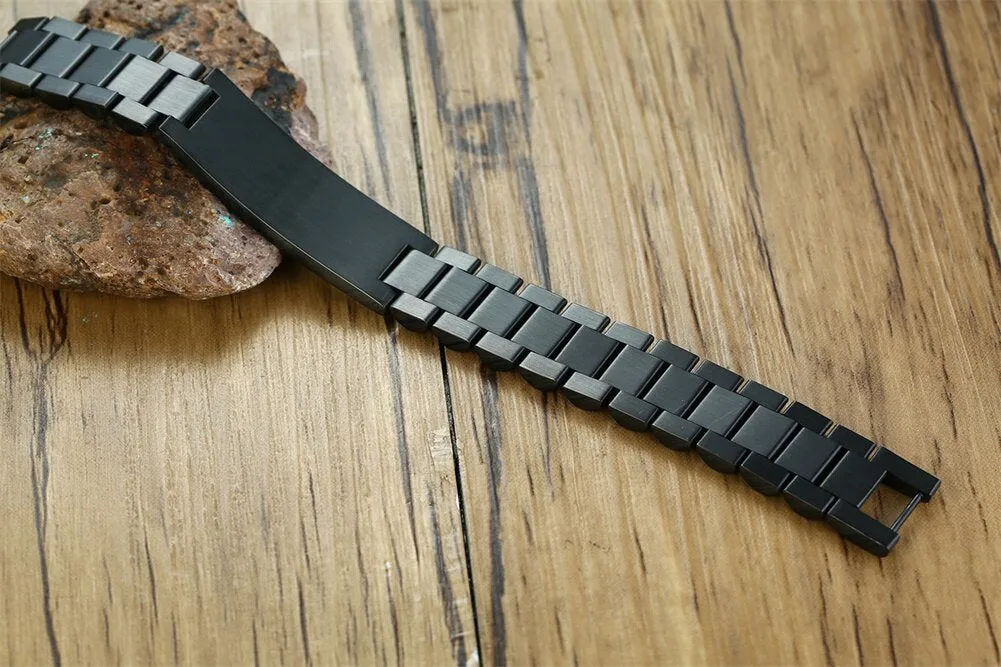 Personalized Men's Engraved Bracelet - Custom Man Gifts Engraving Birthday Valentine Jewelry Gift for Dad Father Boyfriend Son Husband Gift