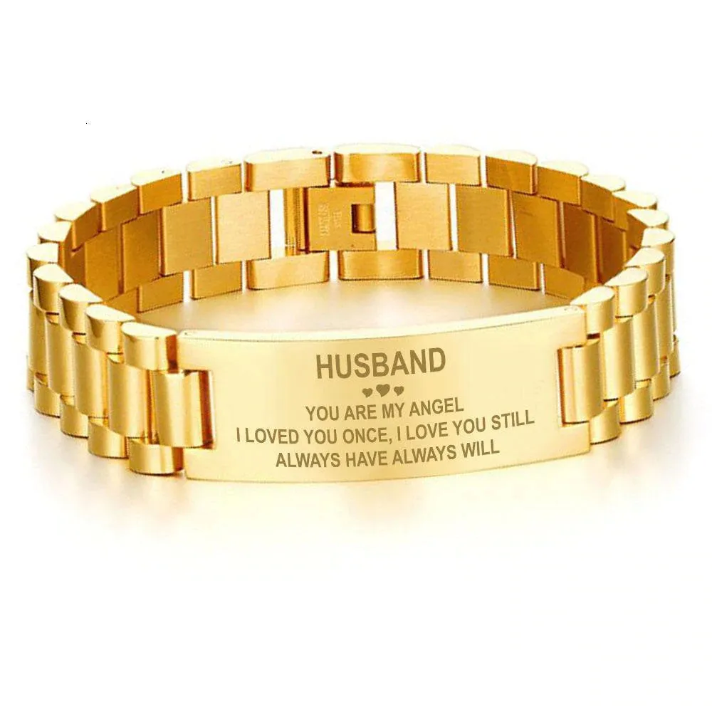 Personalized Men's Engraved Bracelet - Custom Man Gifts Engraving Birthday Valentine Jewelry Gift for Dad Father Boyfriend Son Husband Gift