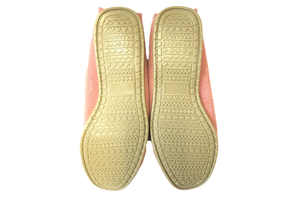 Pink Ladies Moccasins Hard Sole