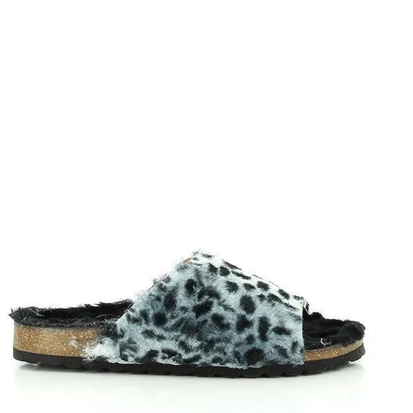 Plakton 103036 Blue Leopard Fur Slides