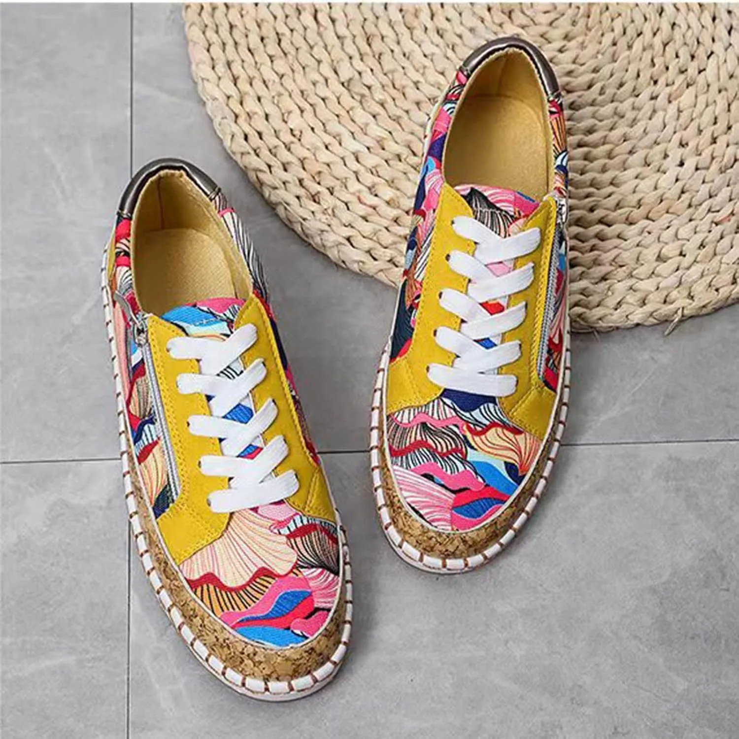 Platform Sneakers for Women Fashion Chunky Lightweight Lace Up Sneaker Trendy Walking Work Footwear Shoes
