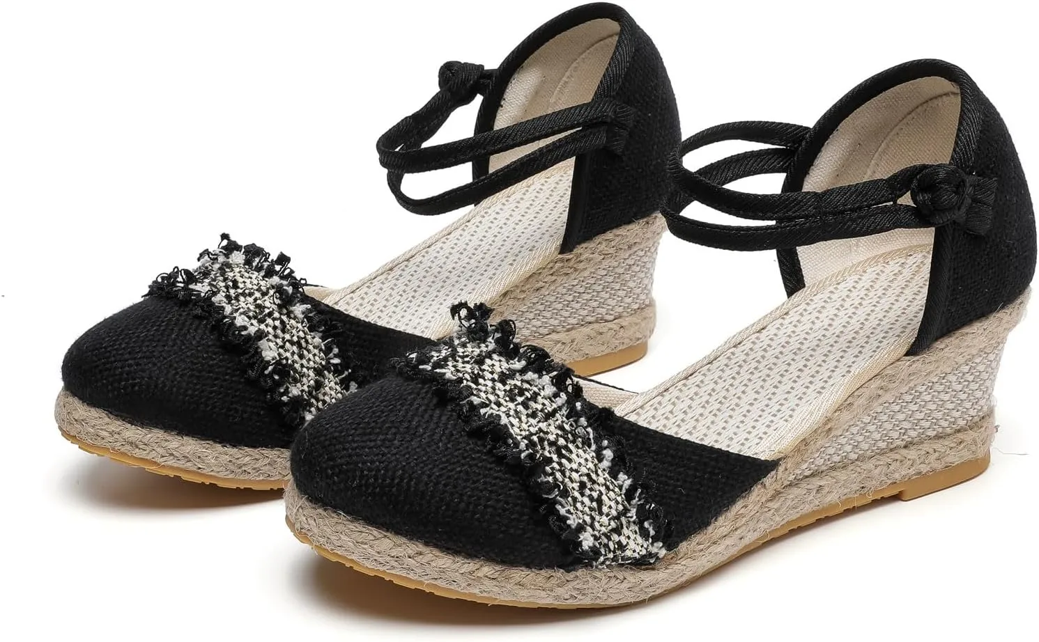 Platform Wedges Sandals for Women,Summer Closed Toe Sandals Women Comfortable Ankle Strap Espadrilles Wedge Sandals Fashion Platform Sandals Women Casual Slip on Sandals Beach Sandals Dress Shoes
