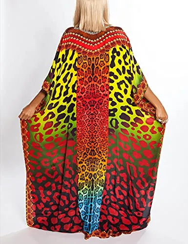 Plus Size Women's Print Beach Kaftan Ideal Swimwear Cover Up