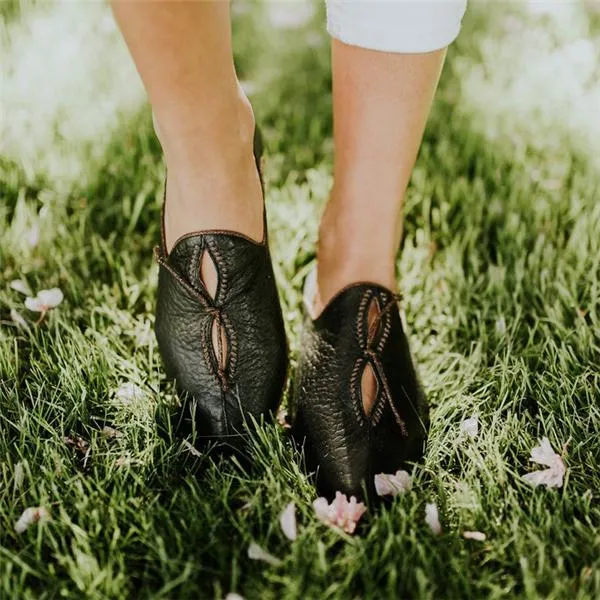Pointed Toe Leather Women's Penny Loafer Casual Flat Shoes