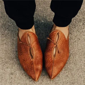 Pointed Toe Leather Women's Penny Loafer Casual Flat Shoes