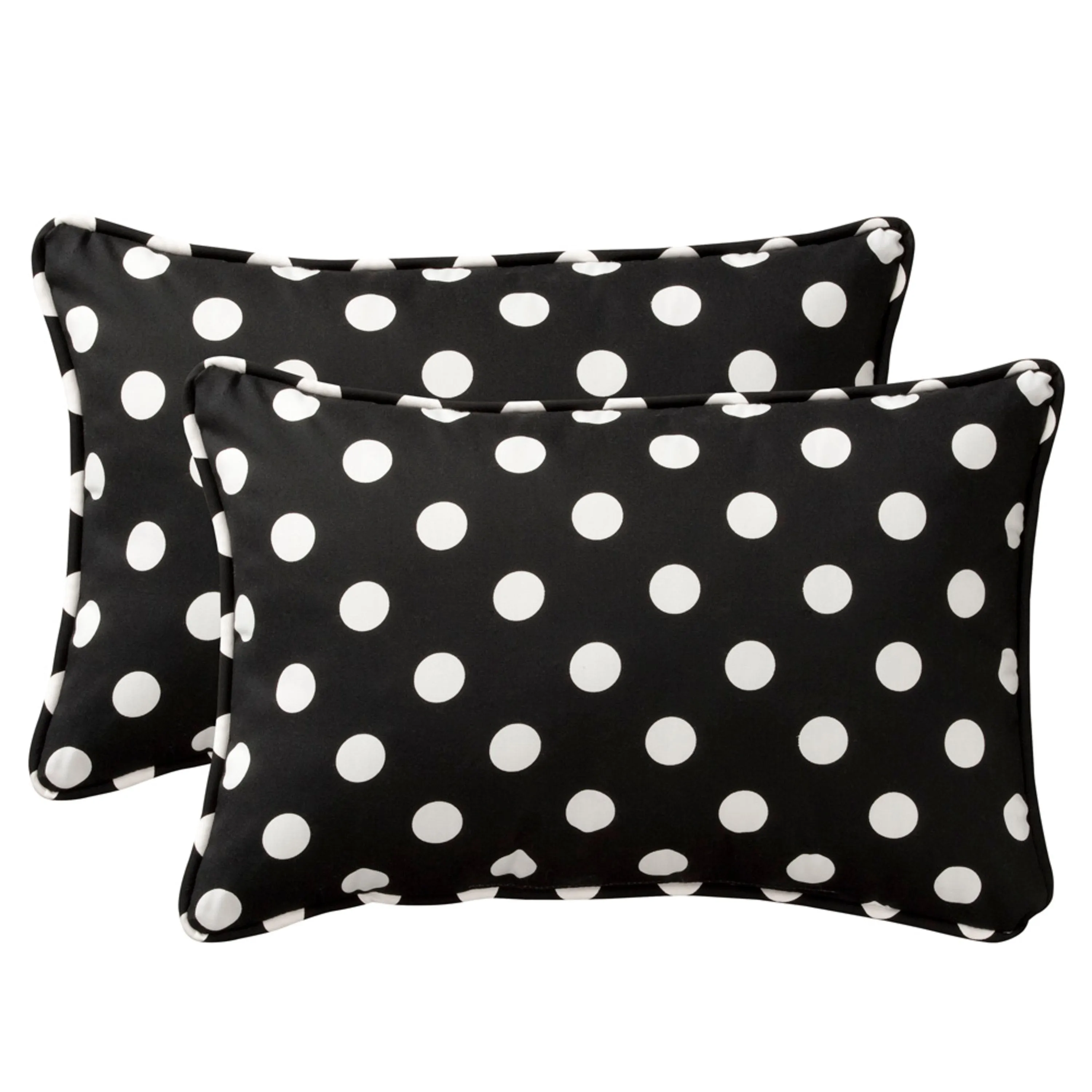 Polka Dot Black Oversized Rectangle Throw Pillow (Set Of 2)
