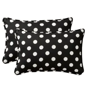 Polka Dot Black Oversized Rectangle Throw Pillow (Set Of 2)