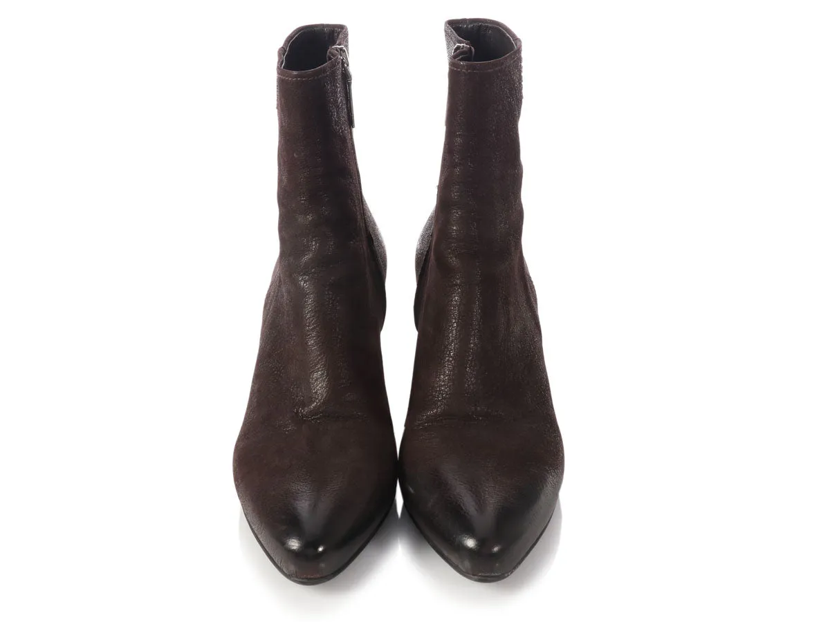 Prada Brown Leather Ankle Boots