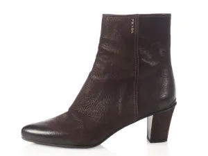 Prada Brown Leather Ankle Boots