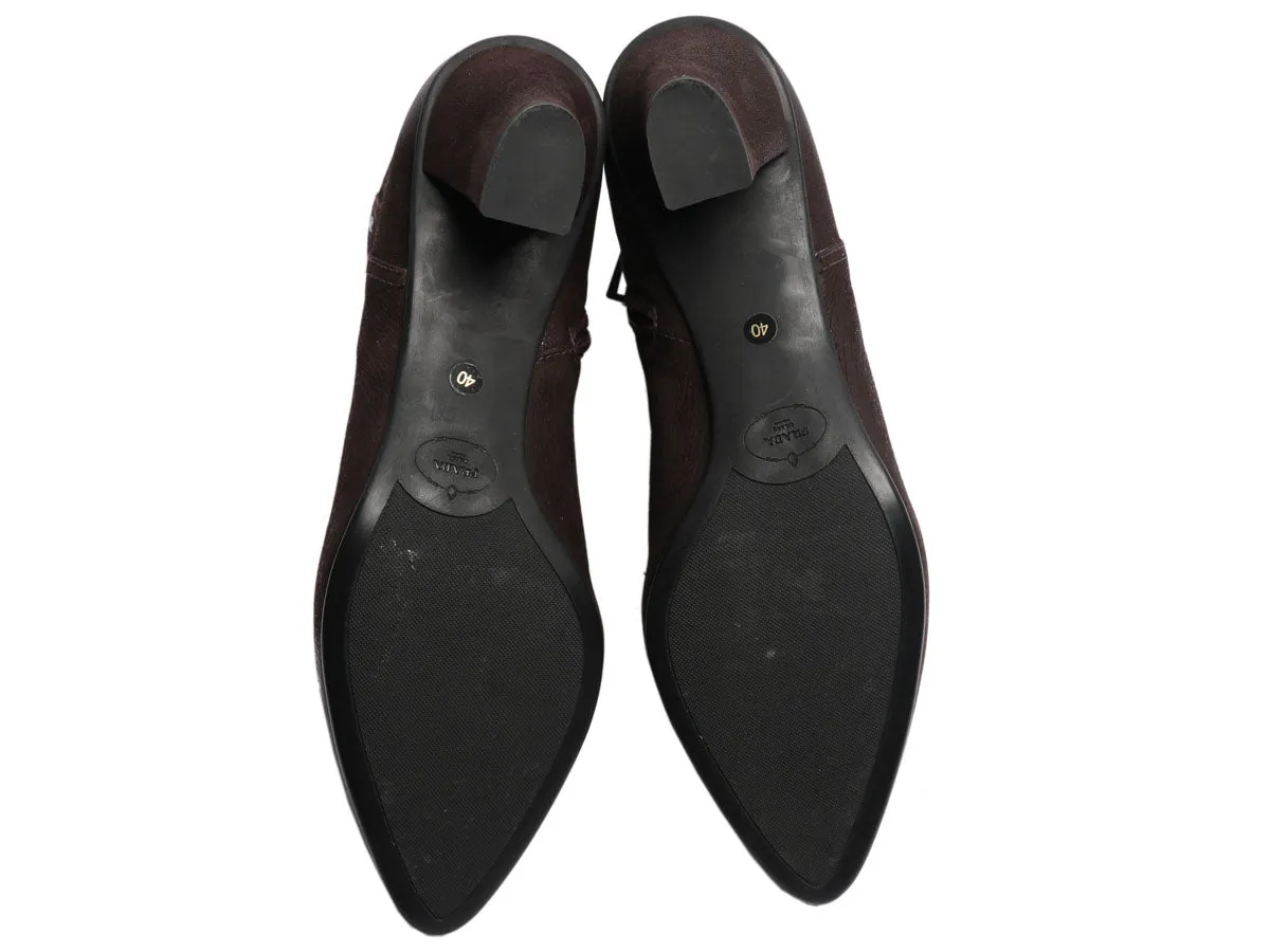 Prada Brown Leather Ankle Boots
