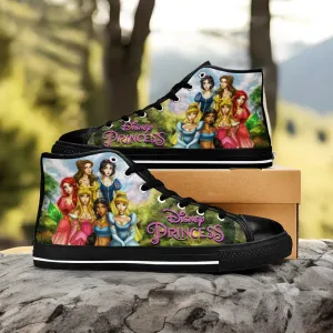 Princess Belle Snow White Ariel Cinderella Aurora Jasmine Shoes High Top Sneakers for Kids and Adults