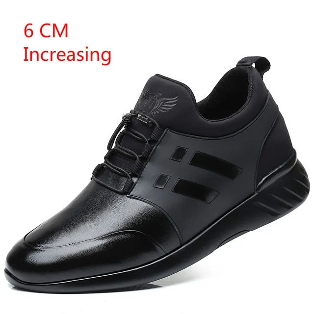 RayZing 2020 Men's Fashion Sneakers Man Casual Shoes Breathable Men Genuine Leather Shoes Big size Increasing Office Footwear