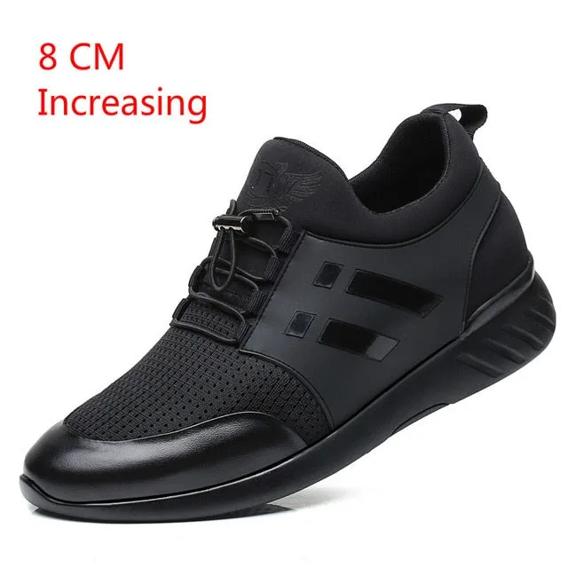 RayZing 2020 Men's Fashion Sneakers Man Casual Shoes Breathable Men Genuine Leather Shoes Big size Increasing Office Footwear