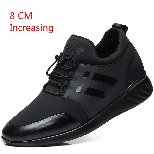 RayZing 2020 Men's Fashion Sneakers Man Casual Shoes Breathable Men Genuine Leather Shoes Big size Increasing Office Footwear