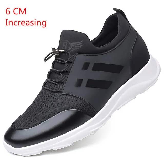 RayZing 2020 Men's Fashion Sneakers Man Casual Shoes Breathable Men Genuine Leather Shoes Big size Increasing Office Footwear