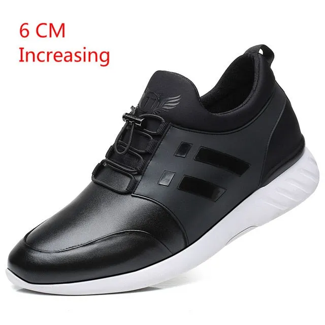RayZing 2020 Men's Fashion Sneakers Man Casual Shoes Breathable Men Genuine Leather Shoes Big size Increasing Office Footwear