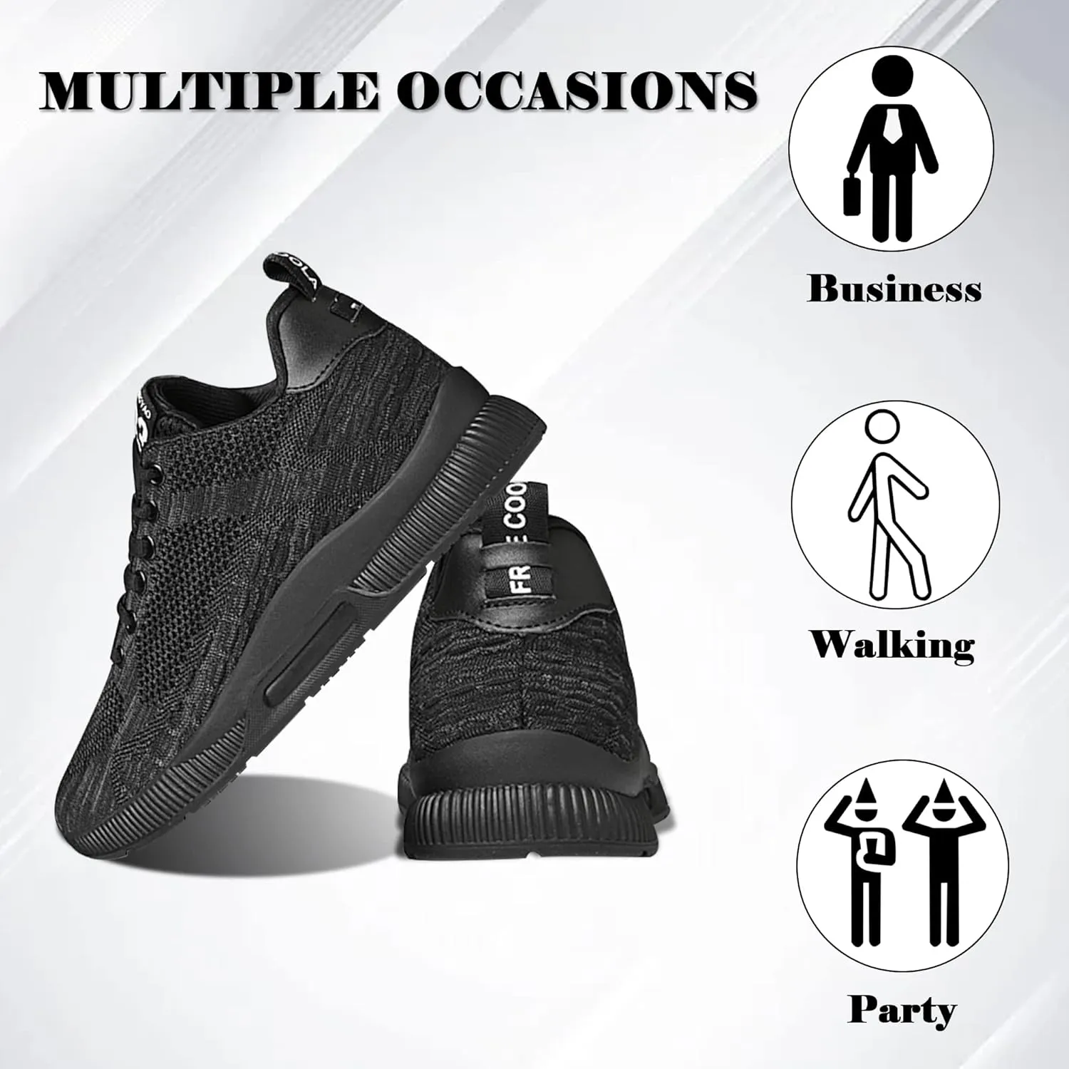 Recyphi Men's Invisible Height Increasing Elevator Shoes Lightweight Sport Shoes Height-Boosting Fashion Sneakers 2.4'' Taller