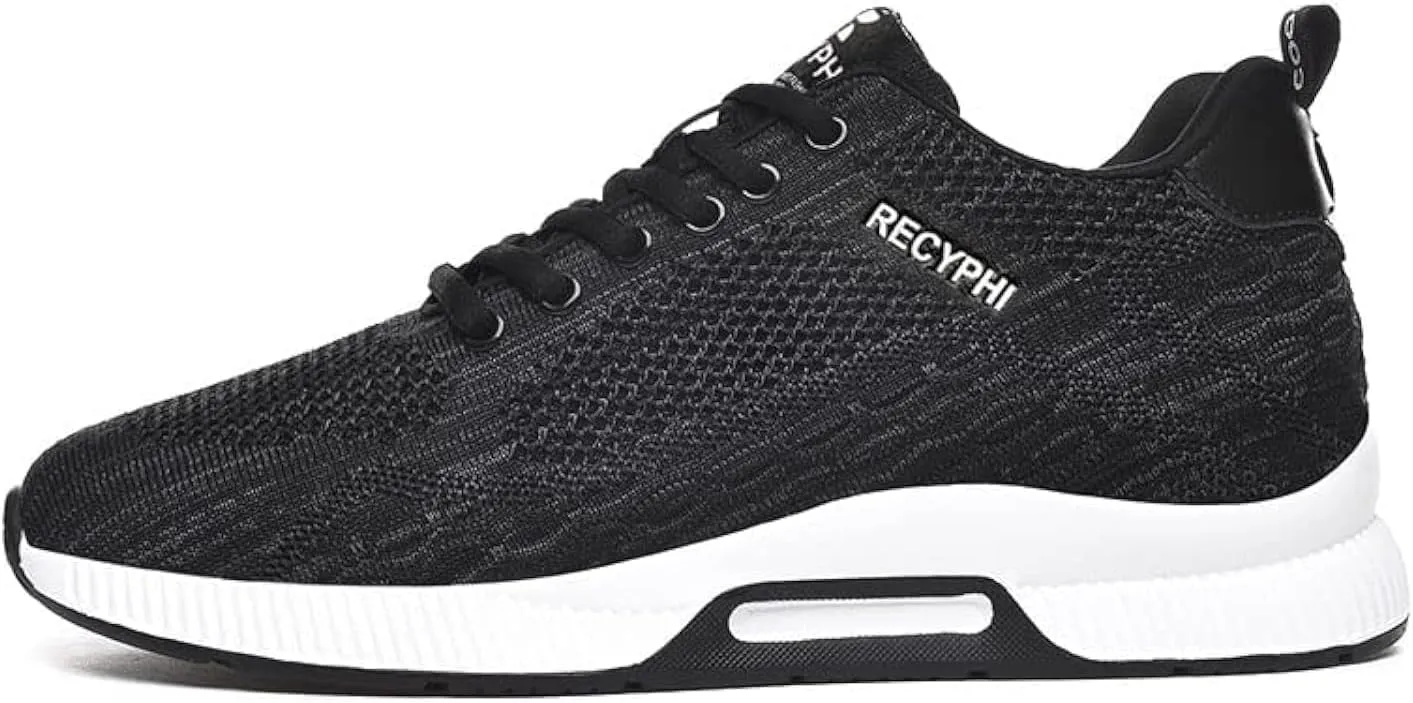 Recyphi Men's Invisible Height Increasing Elevator Shoes Lightweight Sport Shoes Height-Boosting Fashion Sneakers 2.4'' Taller